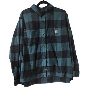 Carhartt Womens Rugged Flex Plaid Long Sleeve Button-Up Shirt XXL Loose Fit